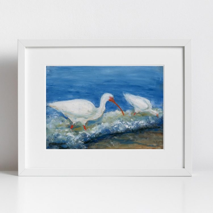 Print - White Ibises Fishing