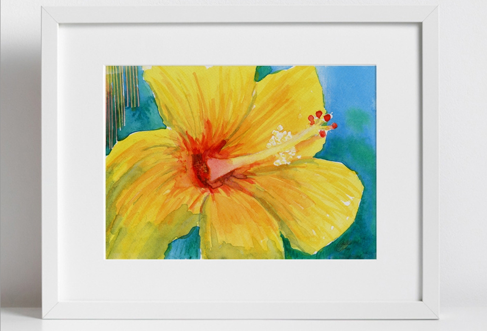 Yellow Hibiscus Print