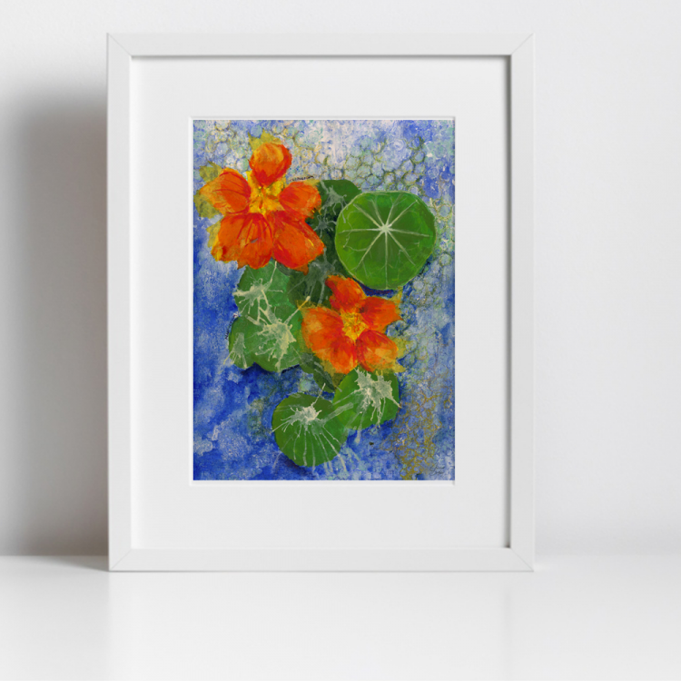 mu 2024010print sm example of nasturtium print in a frame
