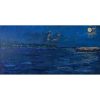 acrylic painting of a bay in moonlight