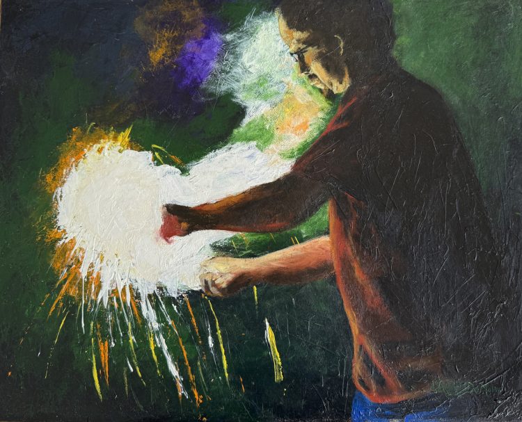 2007032web Playing with Fire acrylic painting